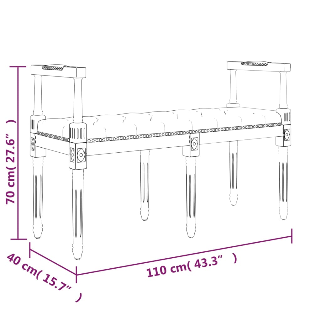 Banc 110x40x70 cm velours