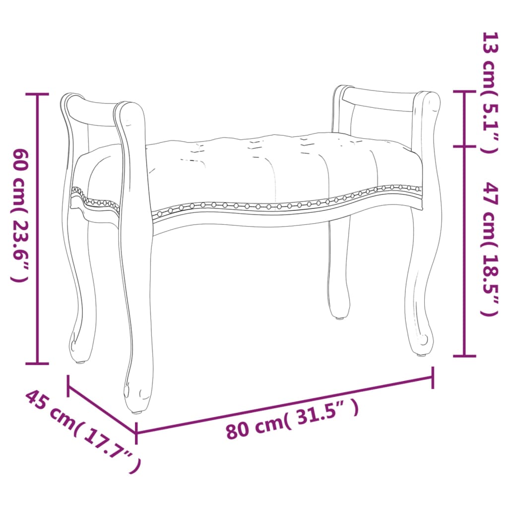 Banc 80x45x60 cm velours