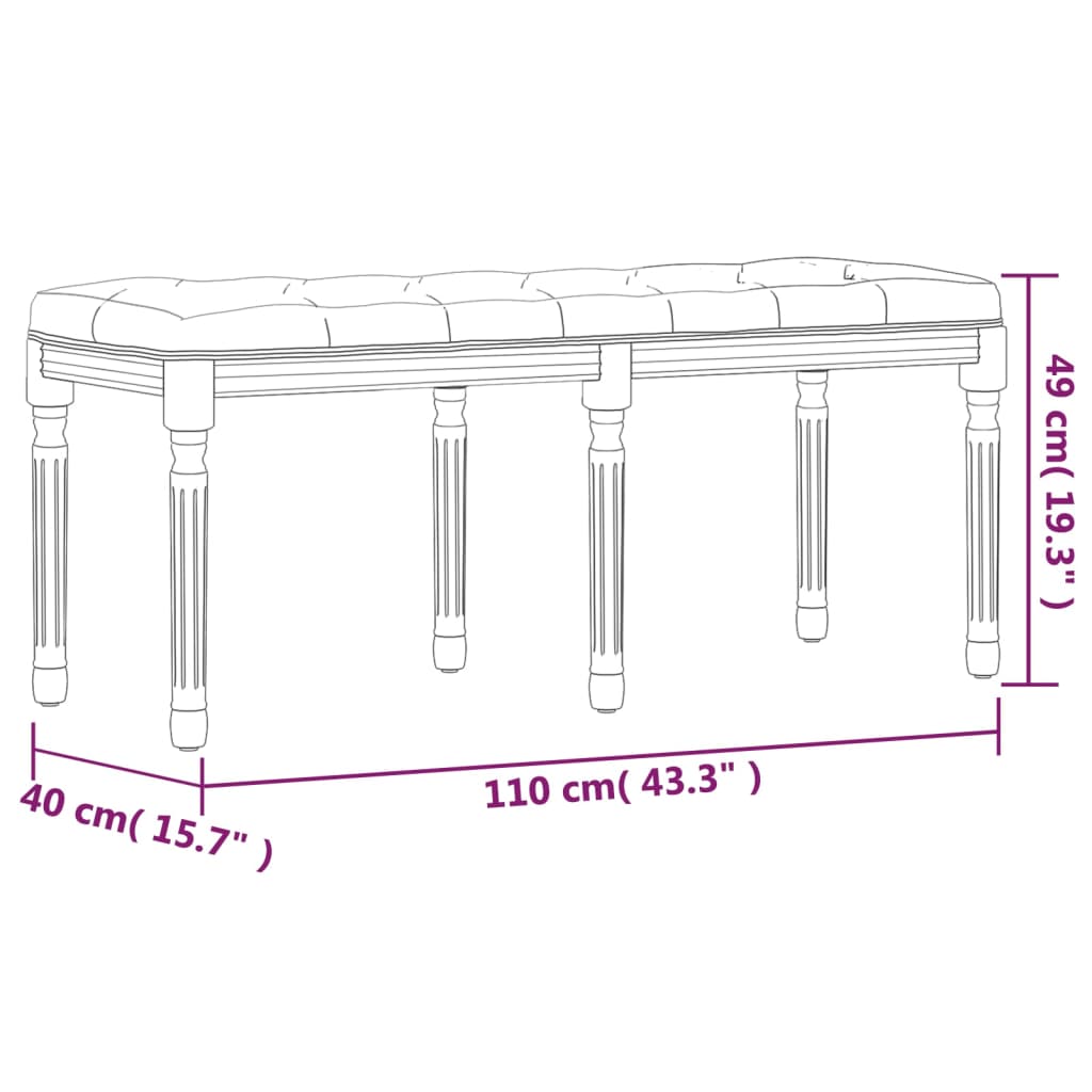 Banc 110x40x49 cm tissu