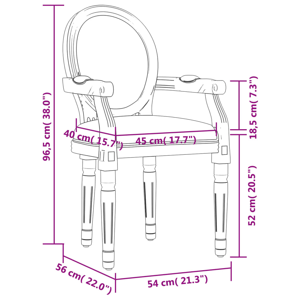 Chaise de salle à manger 54x56x96,5 cm en tissu