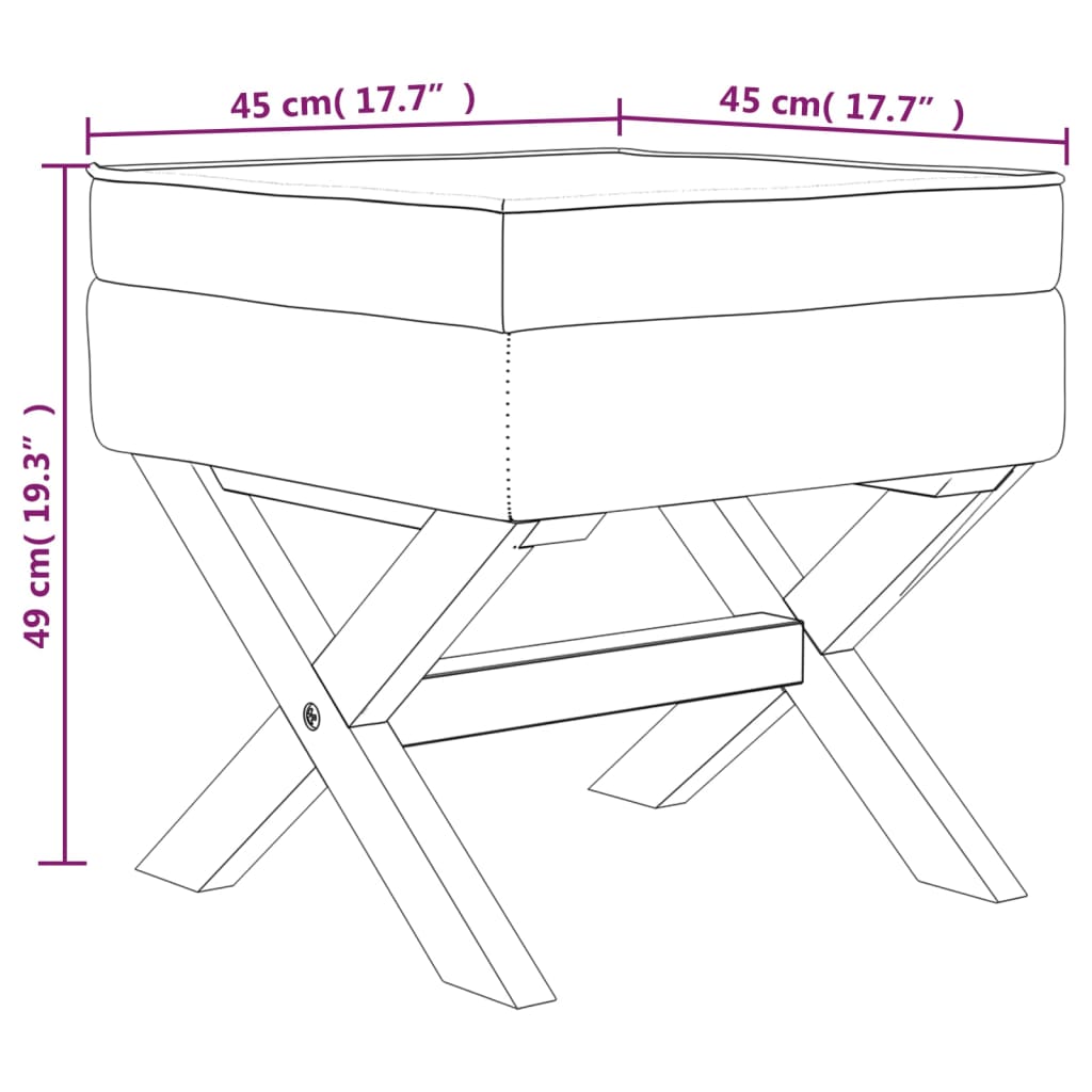 Tabouret de rangement 45x45x49 cm velours