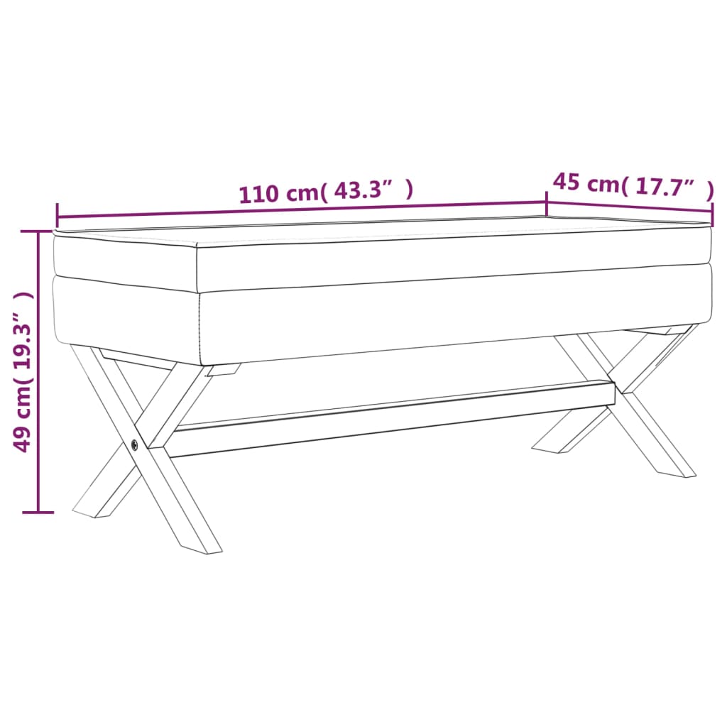 Tabouret de rangement 45x45x49 cm velours