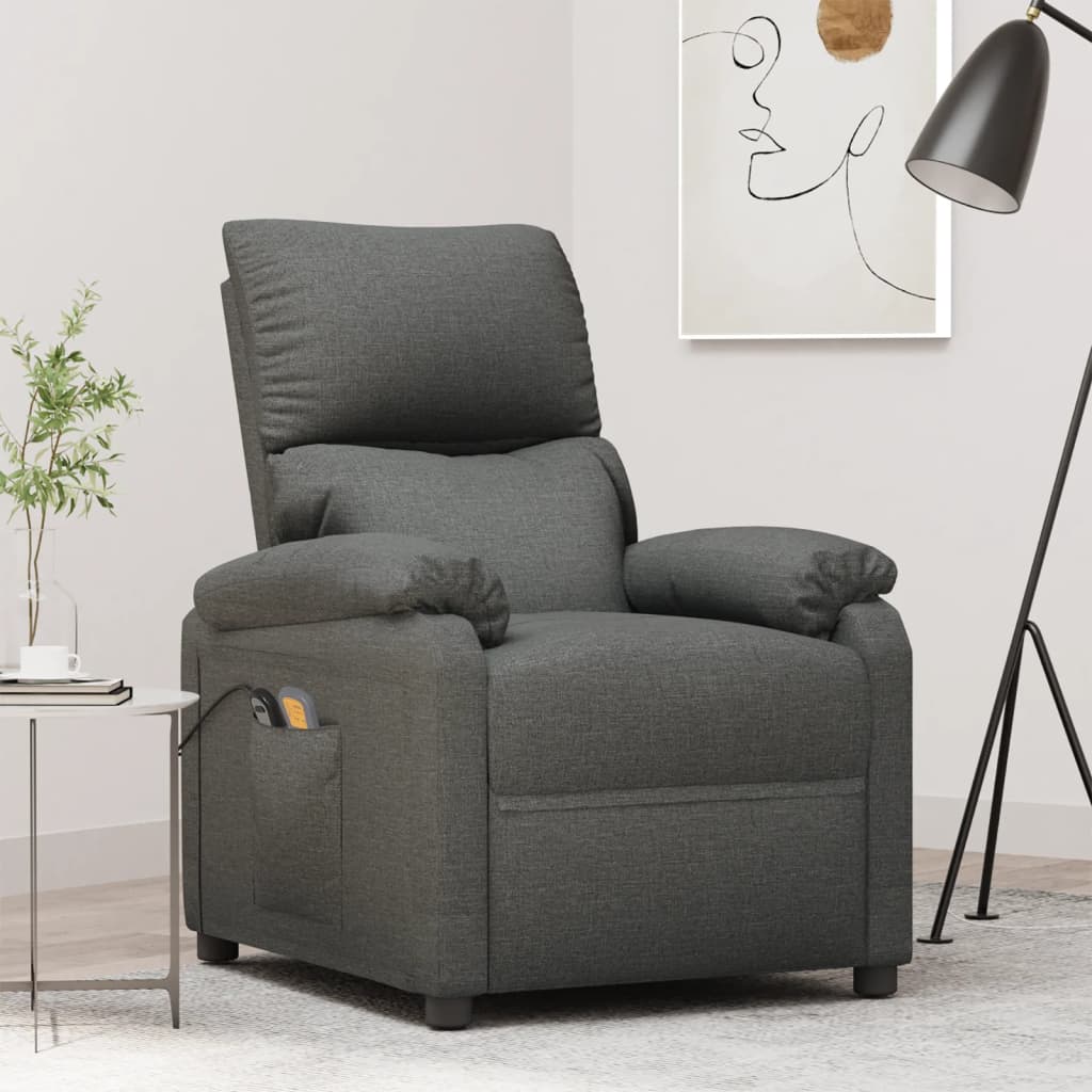 Fauteuil de massage verticalisateur tissu gris foncé