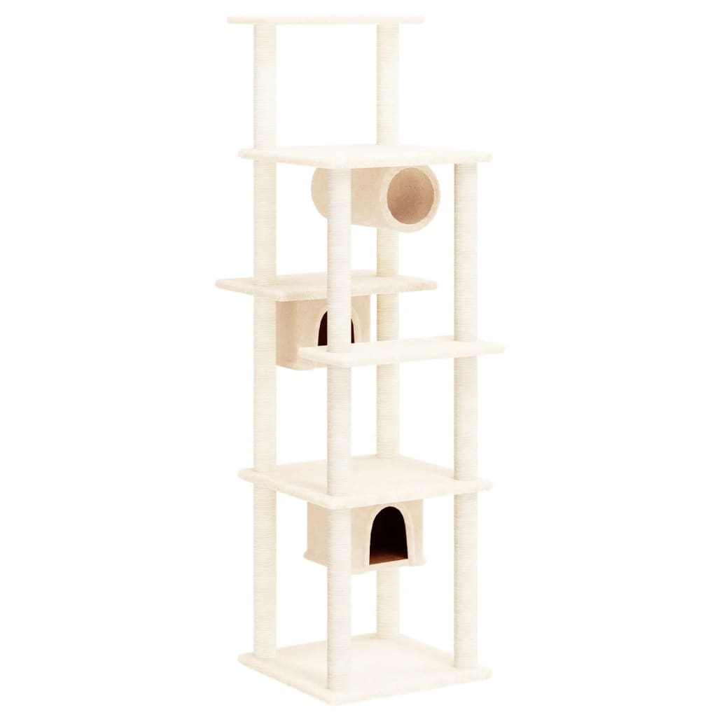 Meuble pour chat avec griffoirs en sisal 169 cm couleur crème