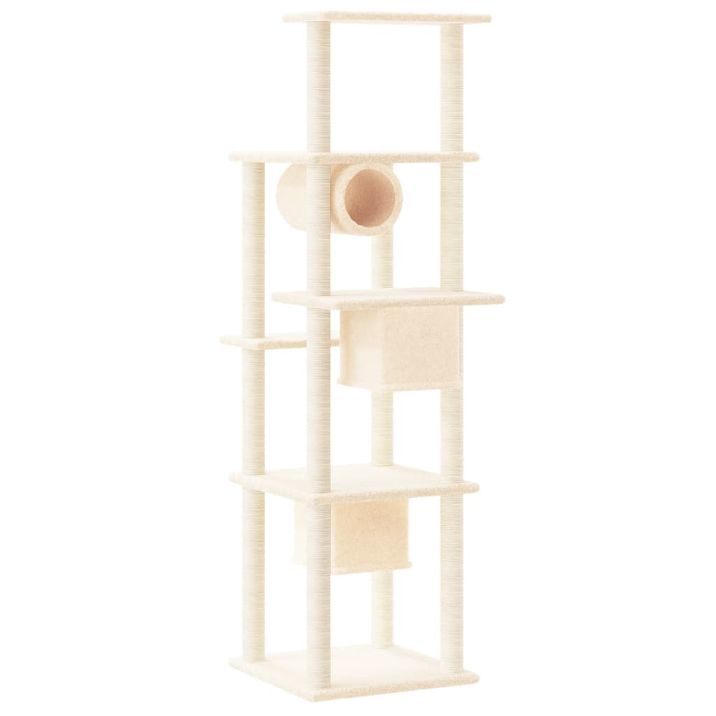 Meuble pour chat avec griffoirs en sisal 169 cm couleur crème