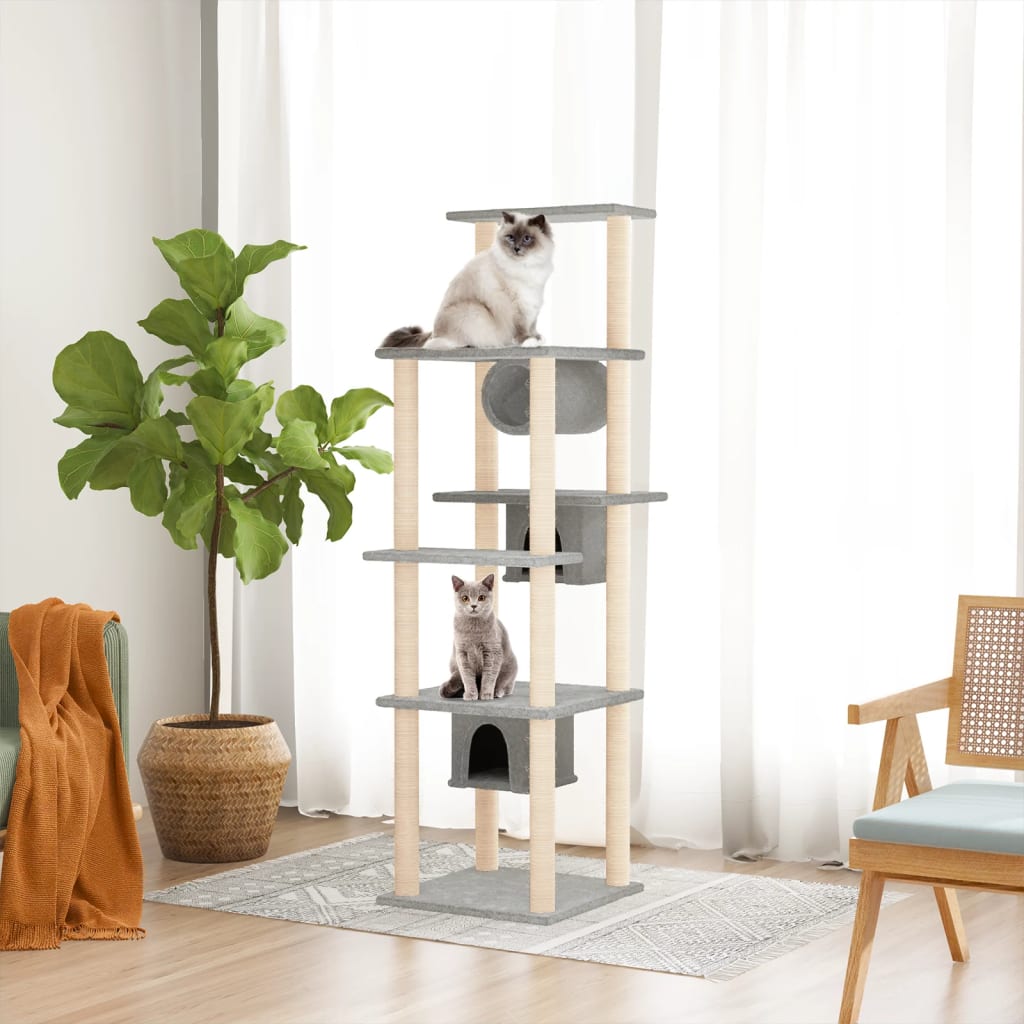 Meuble pour chat avec griffoirs en sisal 169 cm couleur crème