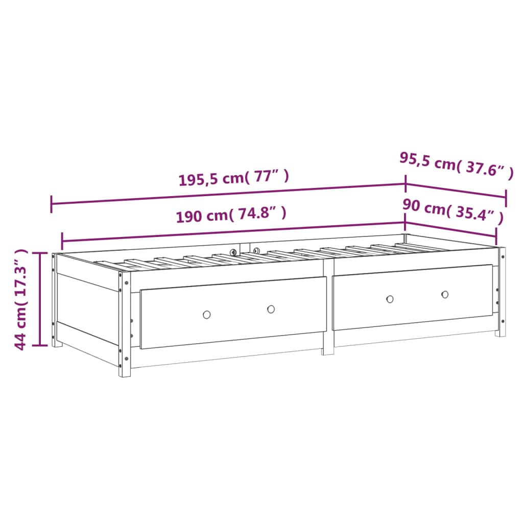 Canapé lit 75x190 cm en pin massif