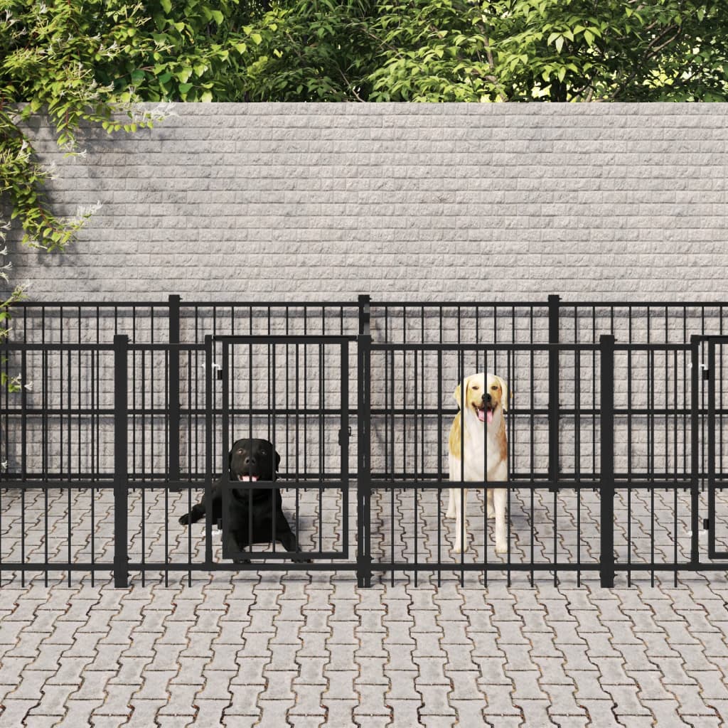 Hondenkennel met dak 18,77 m² staal