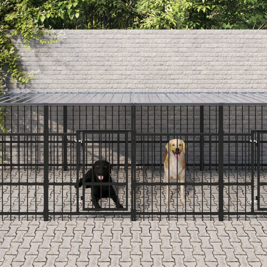 Hondenkennel met dak 18,77 m² staal