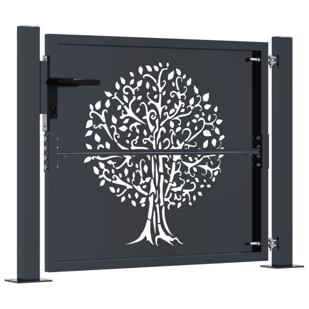 Poort 105x80 cm met boomontwerp staal antracietkleurig