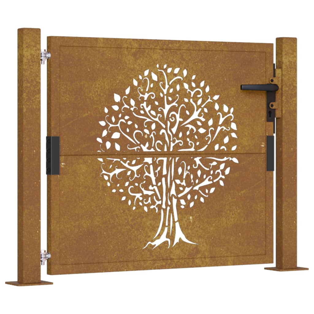 Portail 105x130 cm design arbre acier corten