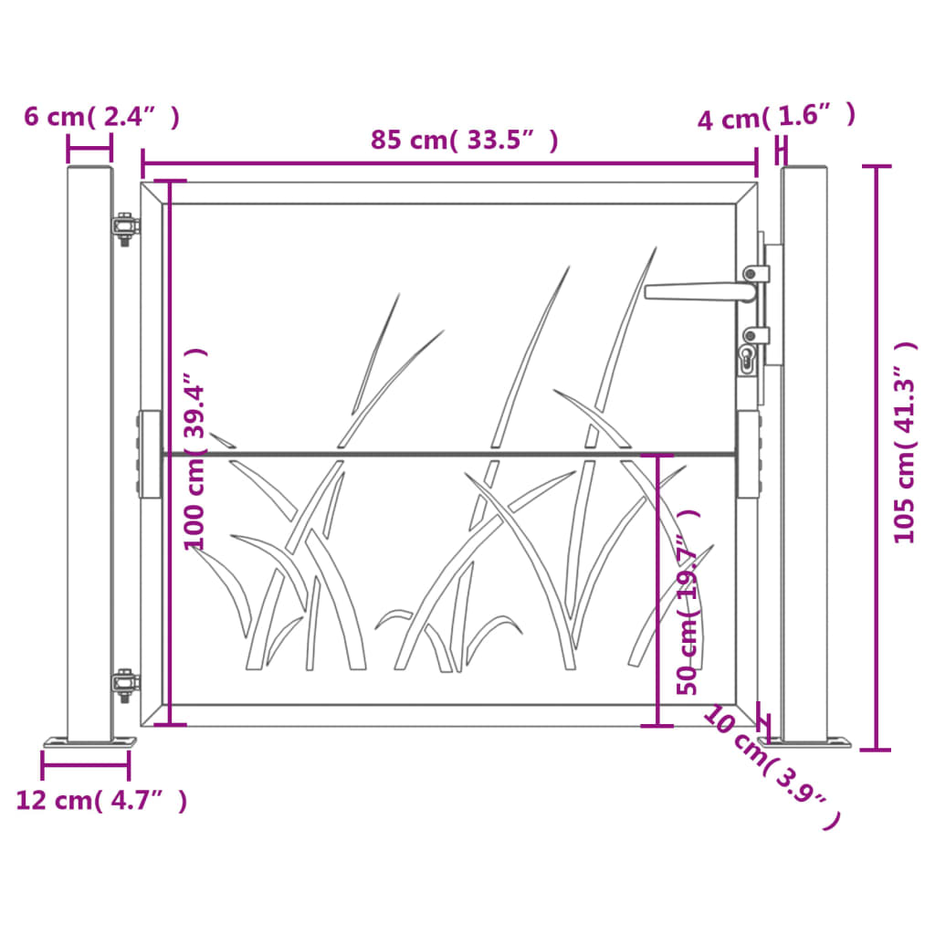 Poort grasontwerp 105x205 cm cortenstaal