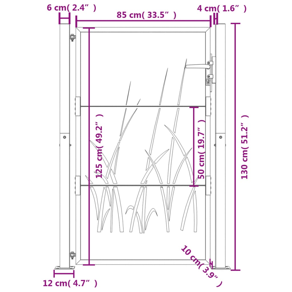 Poort grasontwerp 105x205 cm cortenstaal