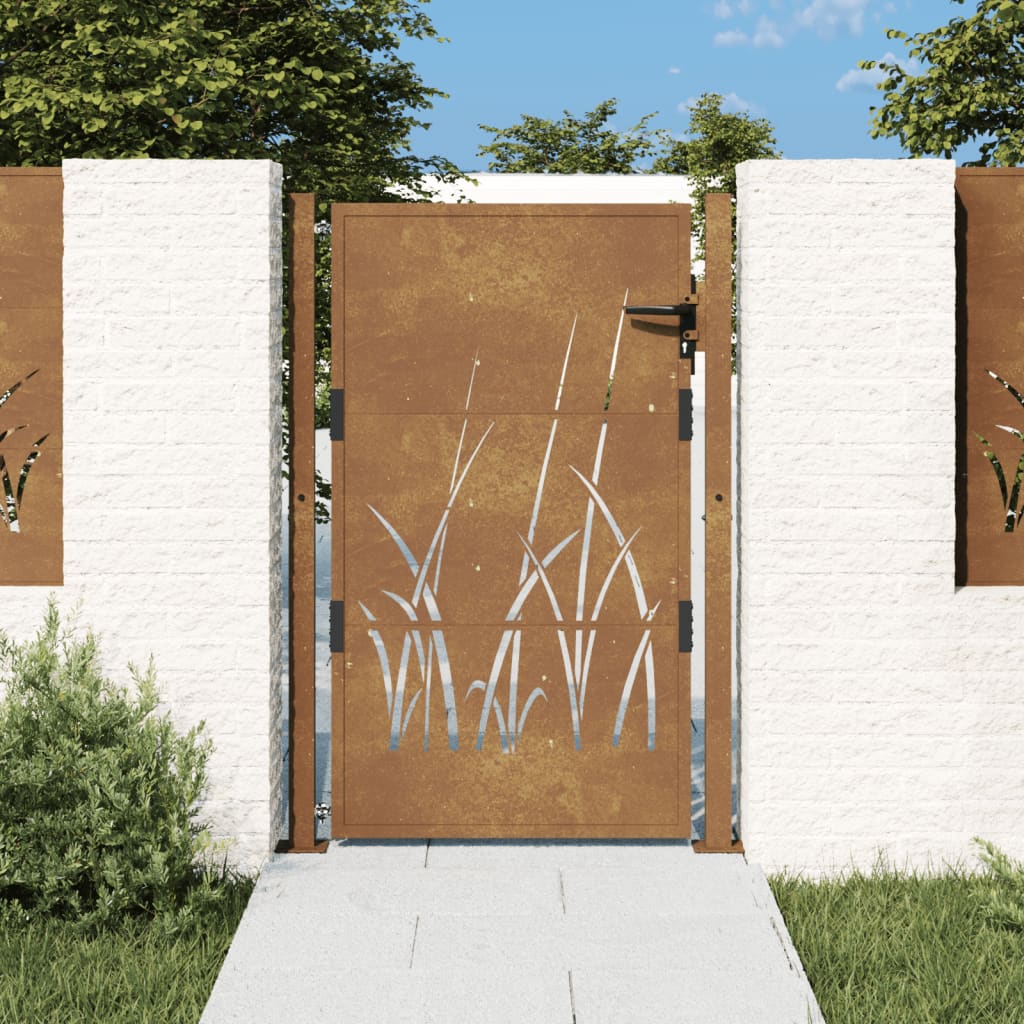 Portail gazon design 105x155 cm acier corten