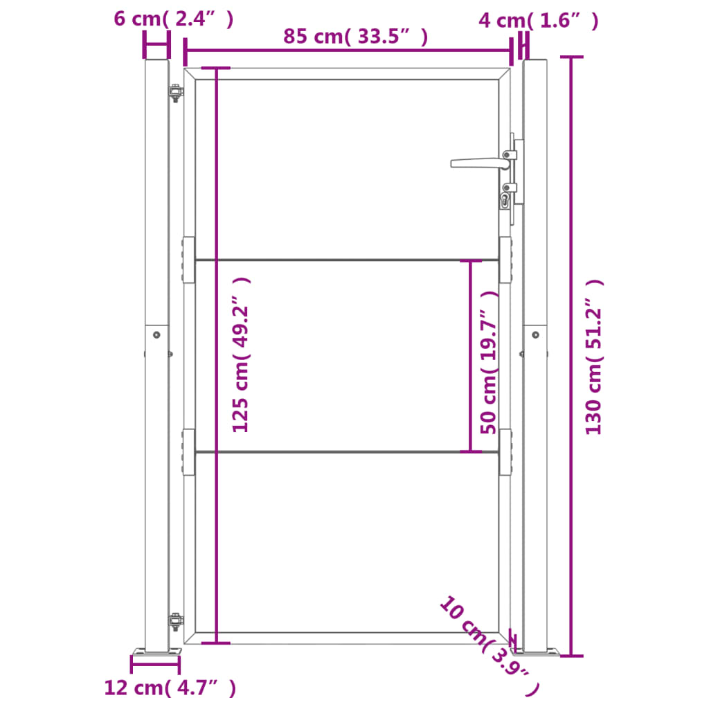 Poort 105x180 cm cortenstaal