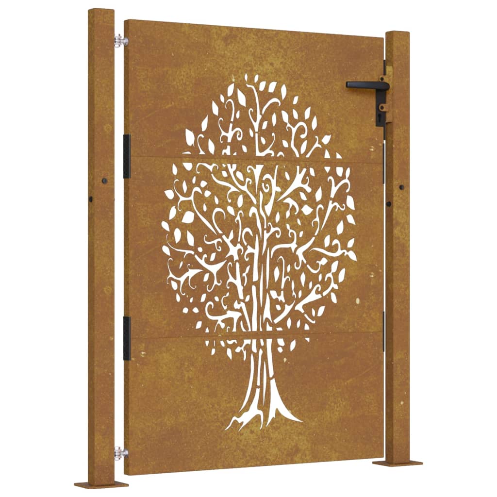 Portail 105x155 cm design arbre acier corten