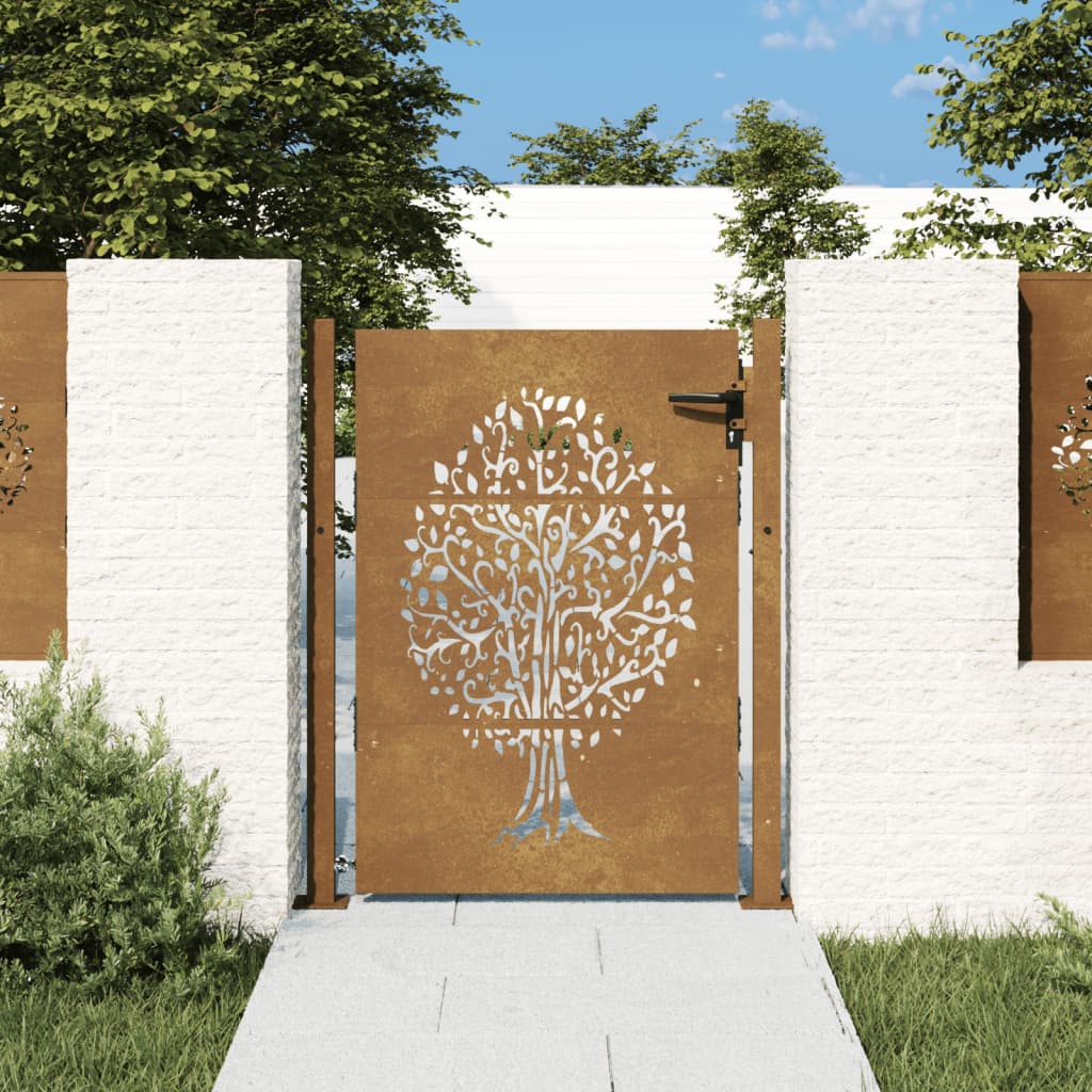 Portail 105x155 cm design arbre acier corten