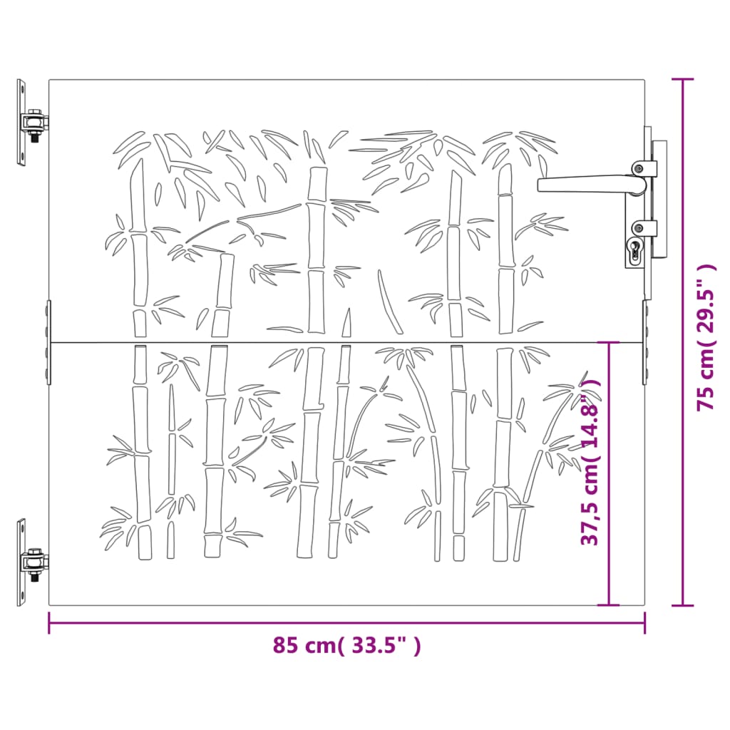 Poort 85x175 cm bamboe-ontwerp cortenstaal