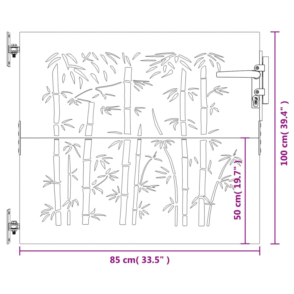 Poort 85x175 cm bamboe-ontwerp cortenstaal