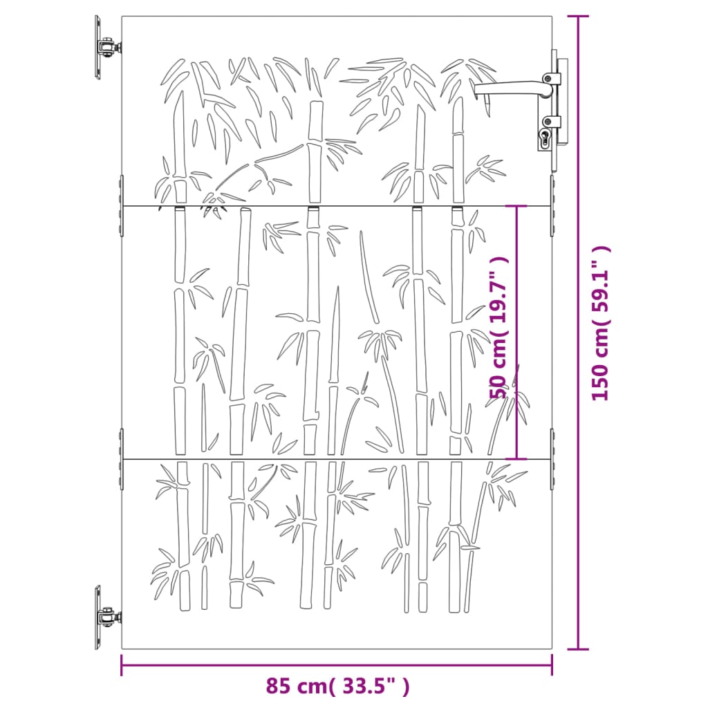 Poort 85x175 cm bamboe-ontwerp cortenstaal