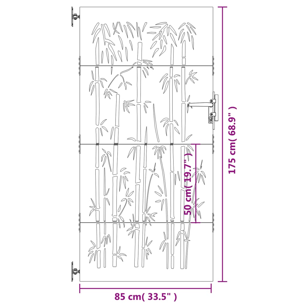 Poort 85x175 cm bamboe-ontwerp cortenstaal