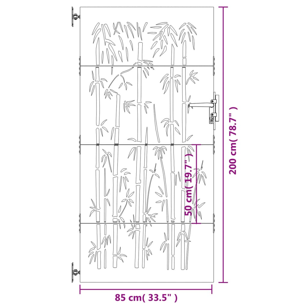 Poort 85x175 cm bamboe-ontwerp cortenstaal