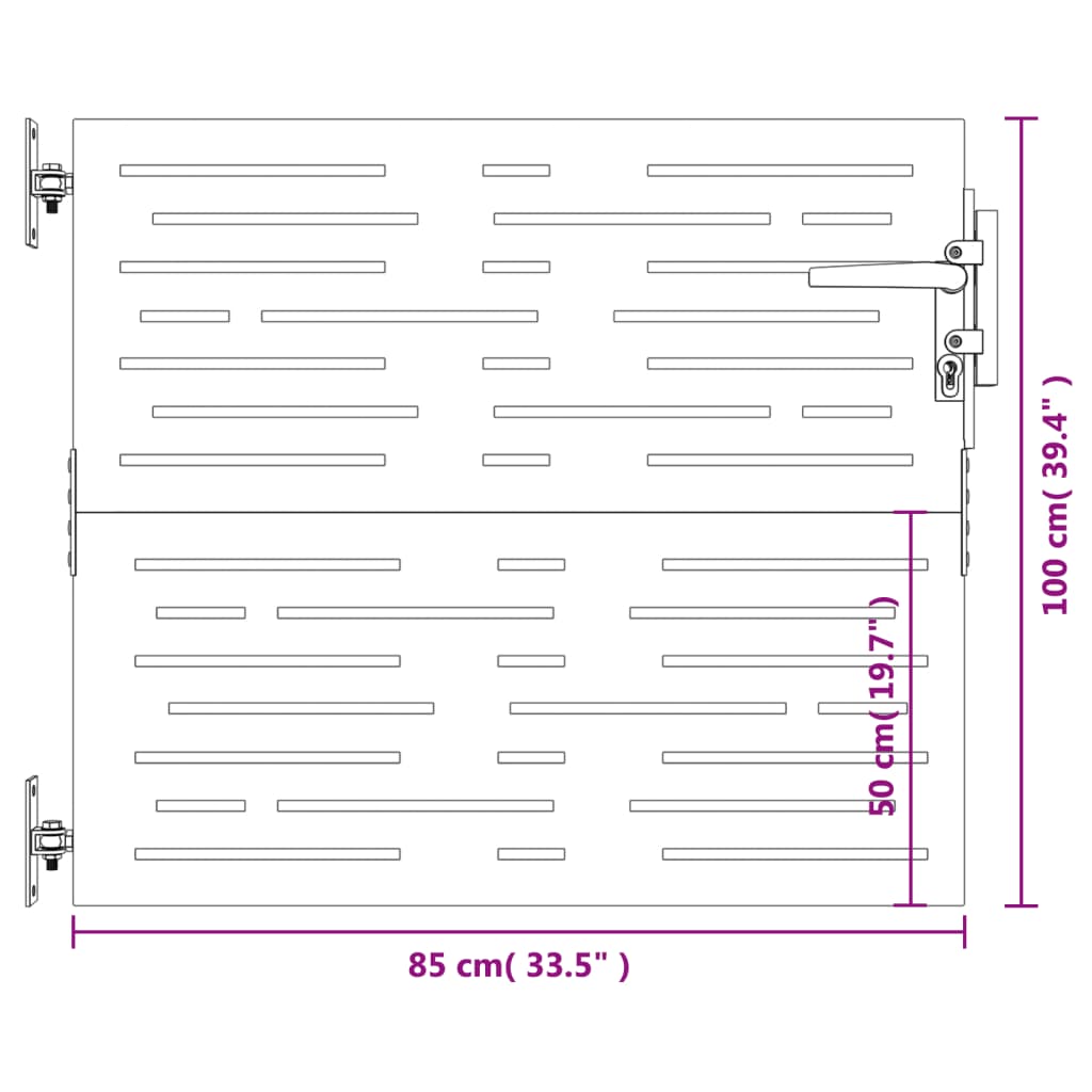 Poort 85x150 cm vierkant cortenstaal