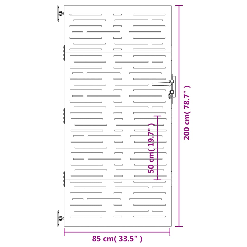 Poort 85x150 cm vierkant cortenstaal