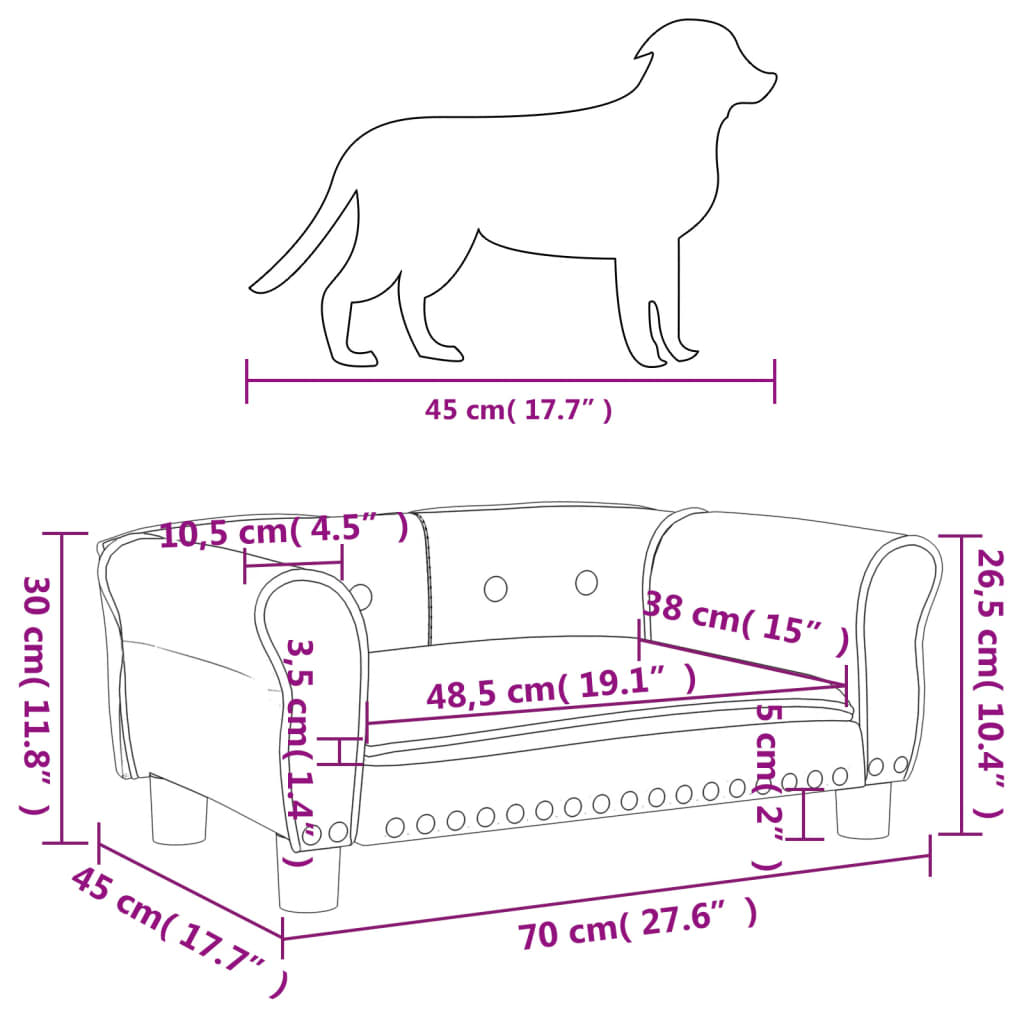 Lit pour chien 95x55x30 cm velours