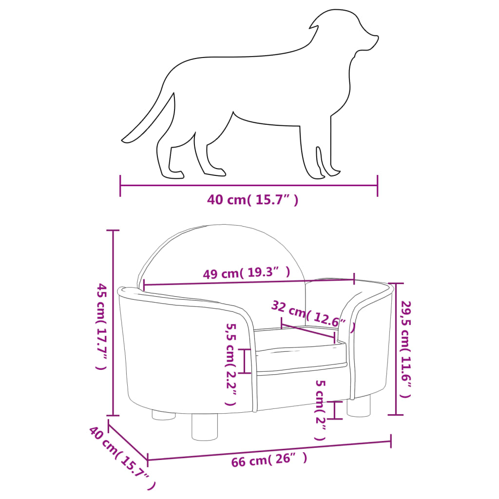 Hondenmand 66x40x45 cm fluweel