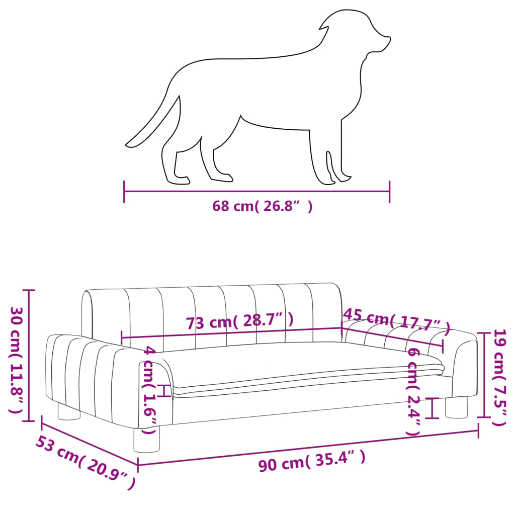 Hondenmand 70x45x30 cm stof