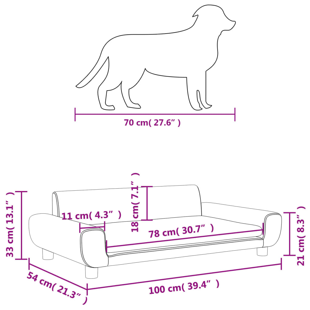 Lit pour chien 70x45x33 cm velours