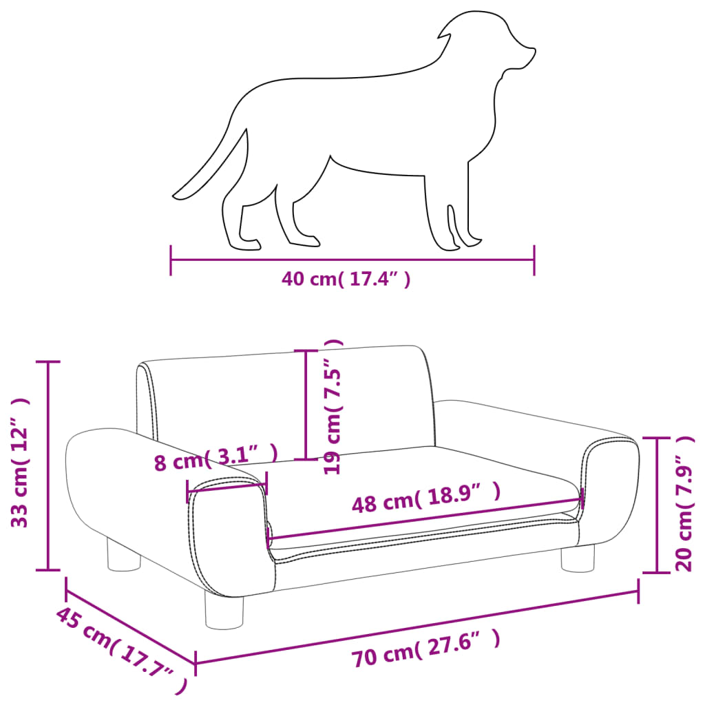 Lit pour chien 70x45x33 cm velours