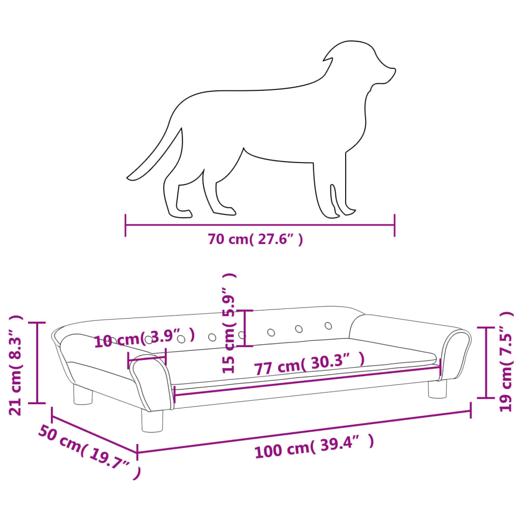 Hondenmand 100x50x21 cm fluweel