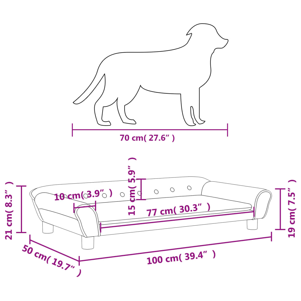 Hondenmand 100x50x21 cm fluweel