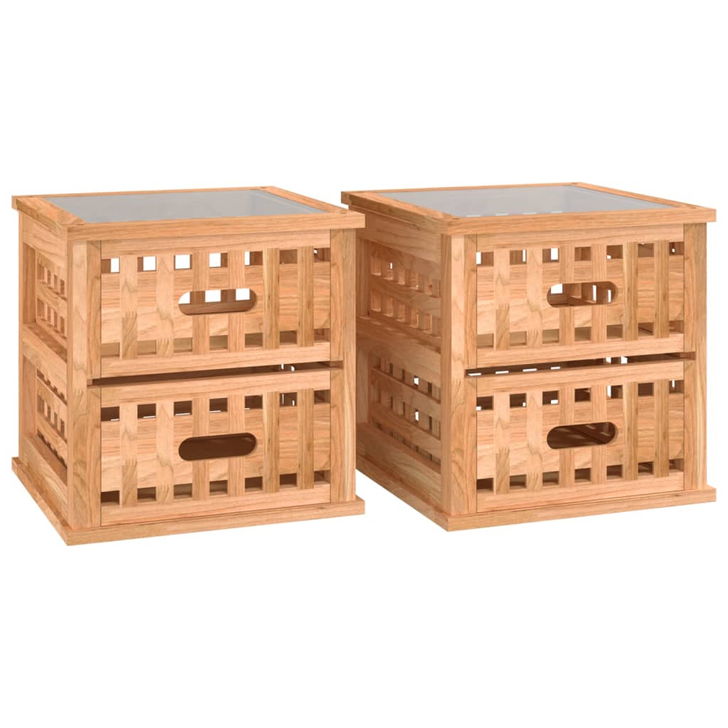 Tables de chevet 2 pcs 34x34x34 cm en bois de noyer massif