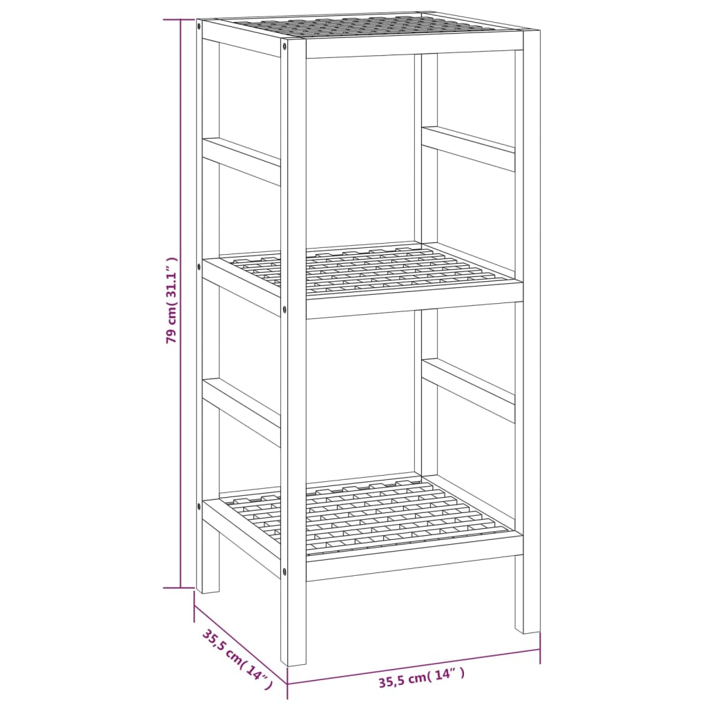 Badkamerrek 35,5x35,5x112,5 cm massief walnotenhout