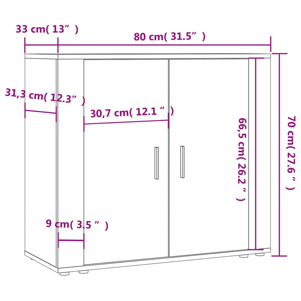 Buffet 80x33x70 cm en bois travaillé