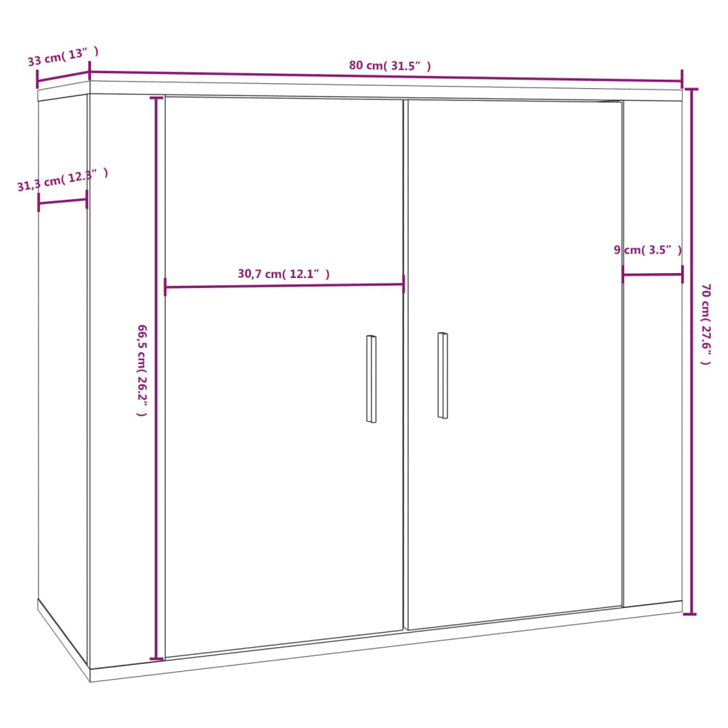 Buffet 80x33x70 cm en bois travaillé