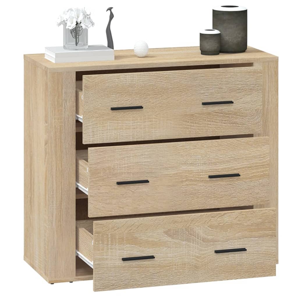 Dressoir 80x33x70 cm bewerkt hout eikenkleurig