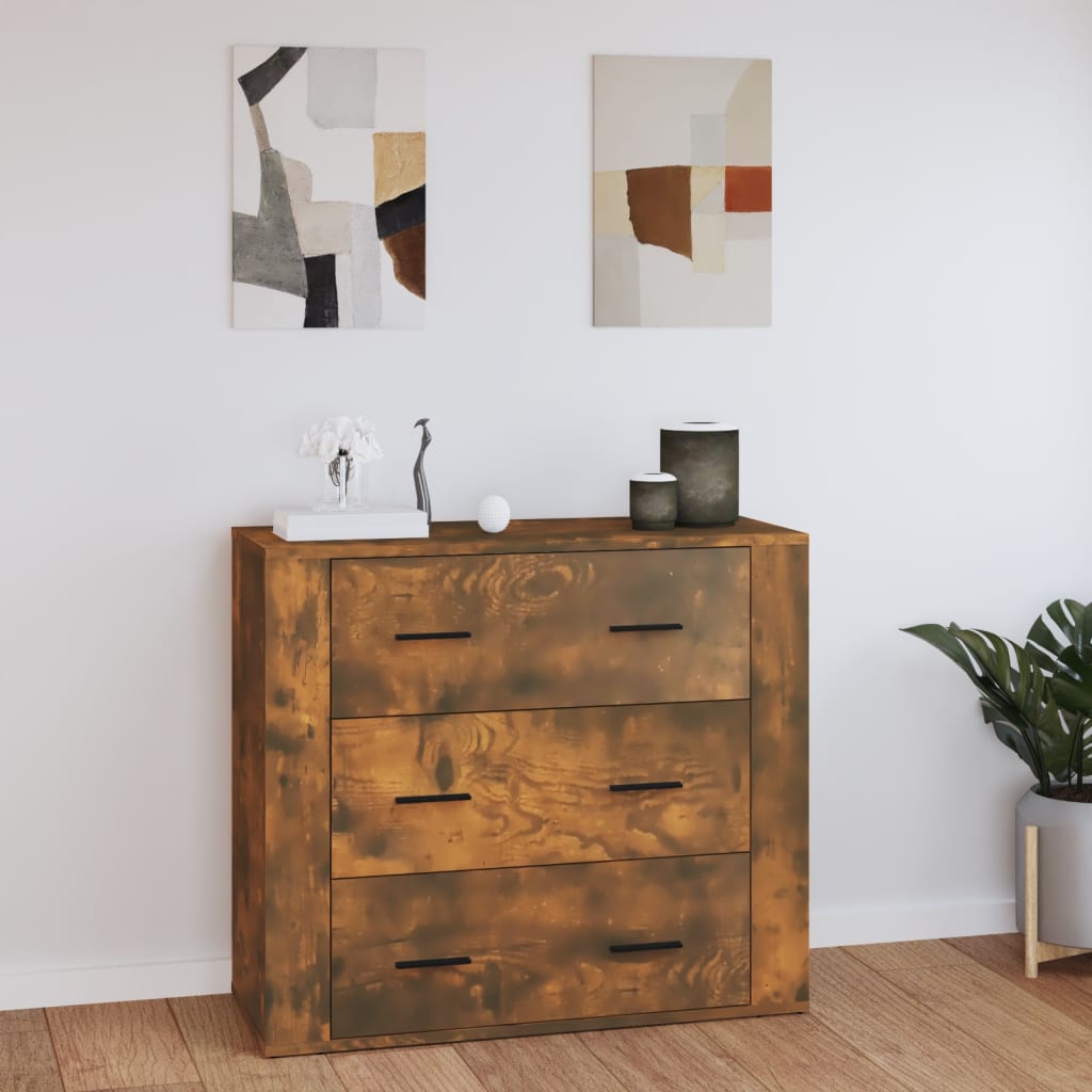 Buffet 80x33x70 cm en dérivé du bois couleur chêne