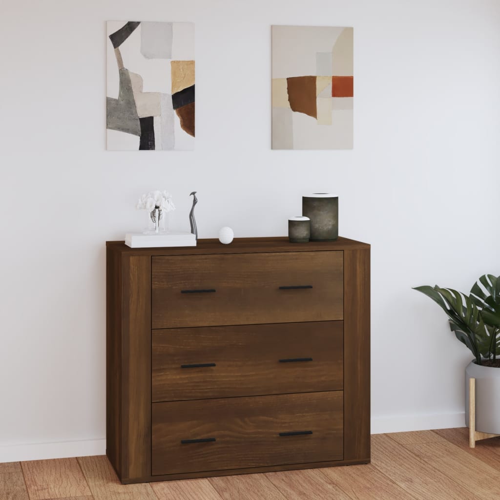 Buffet 80x33x70 cm en dérivé du bois couleur chêne