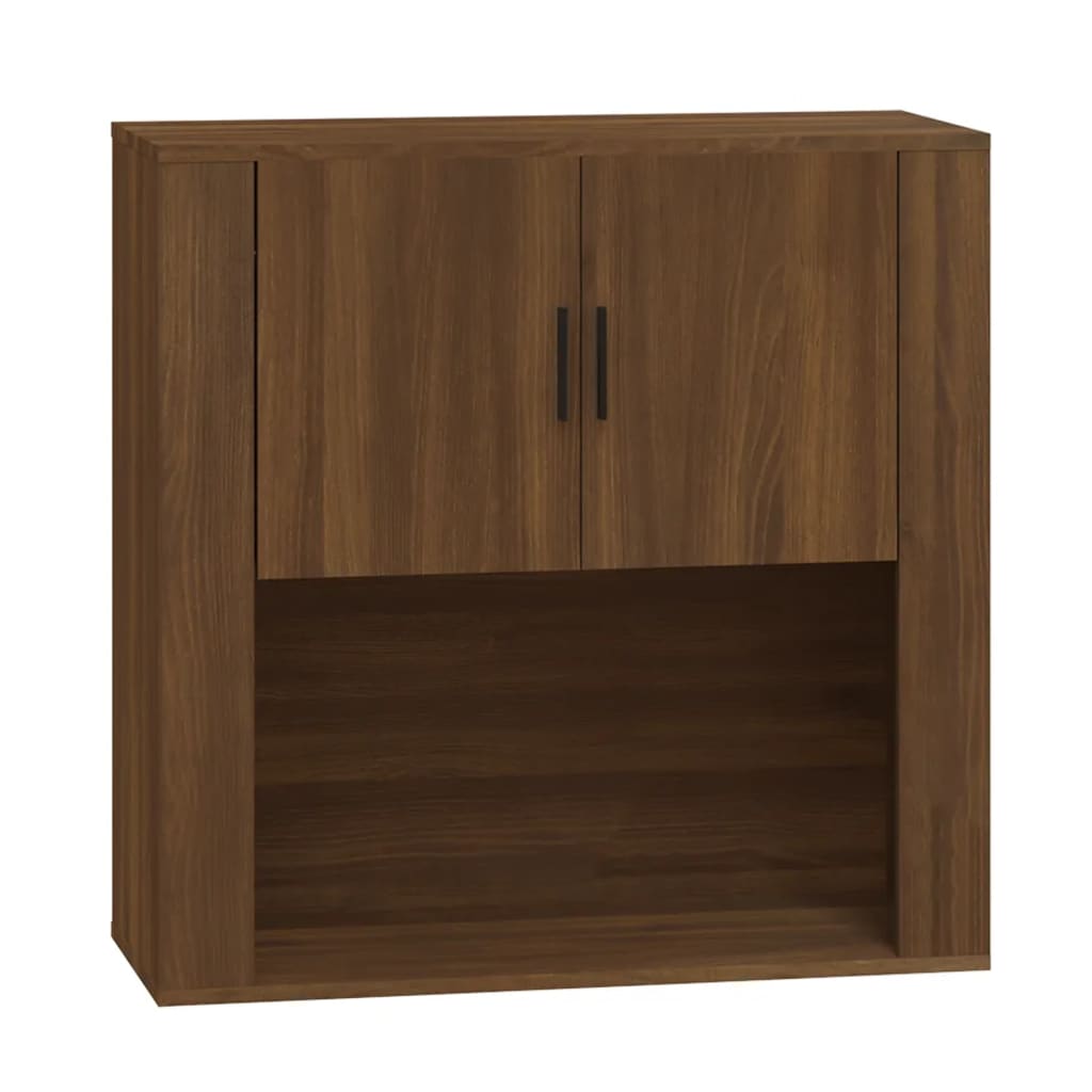 Wandkast 80x33x80 cm bewerkt hout eikenkleurig