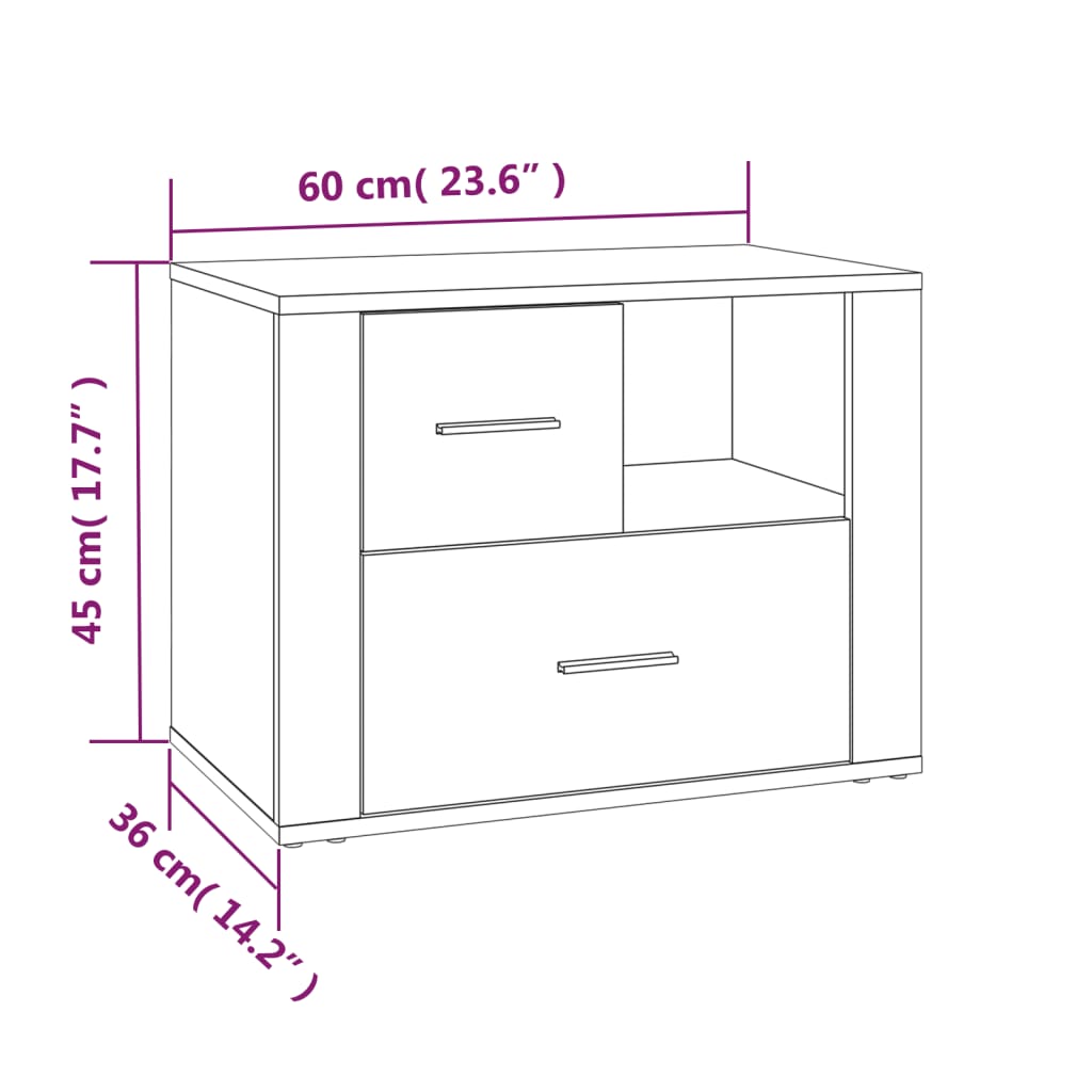 Table de chevet 60x36x45 cm en bois travaillé