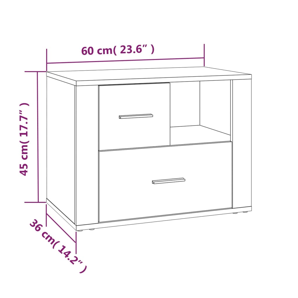 Table de chevet 60x36x45 cm en bois travaillé