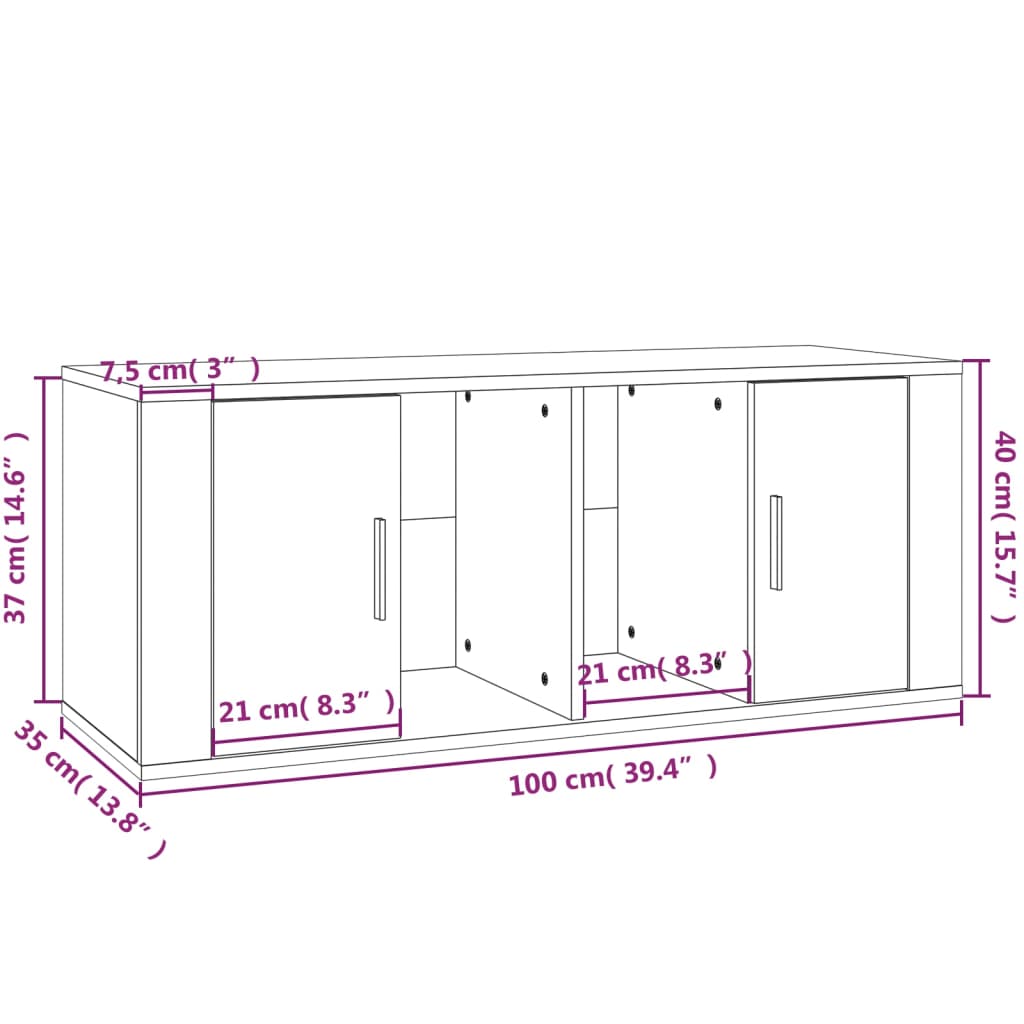 Tv-meubel 100x35x40 cm bewerkt hout eikenkleurig