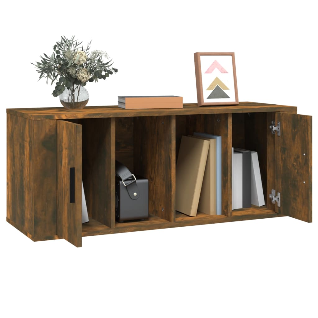 Tv-meubel 100x35x40 cm bewerkt hout eikenkleurig