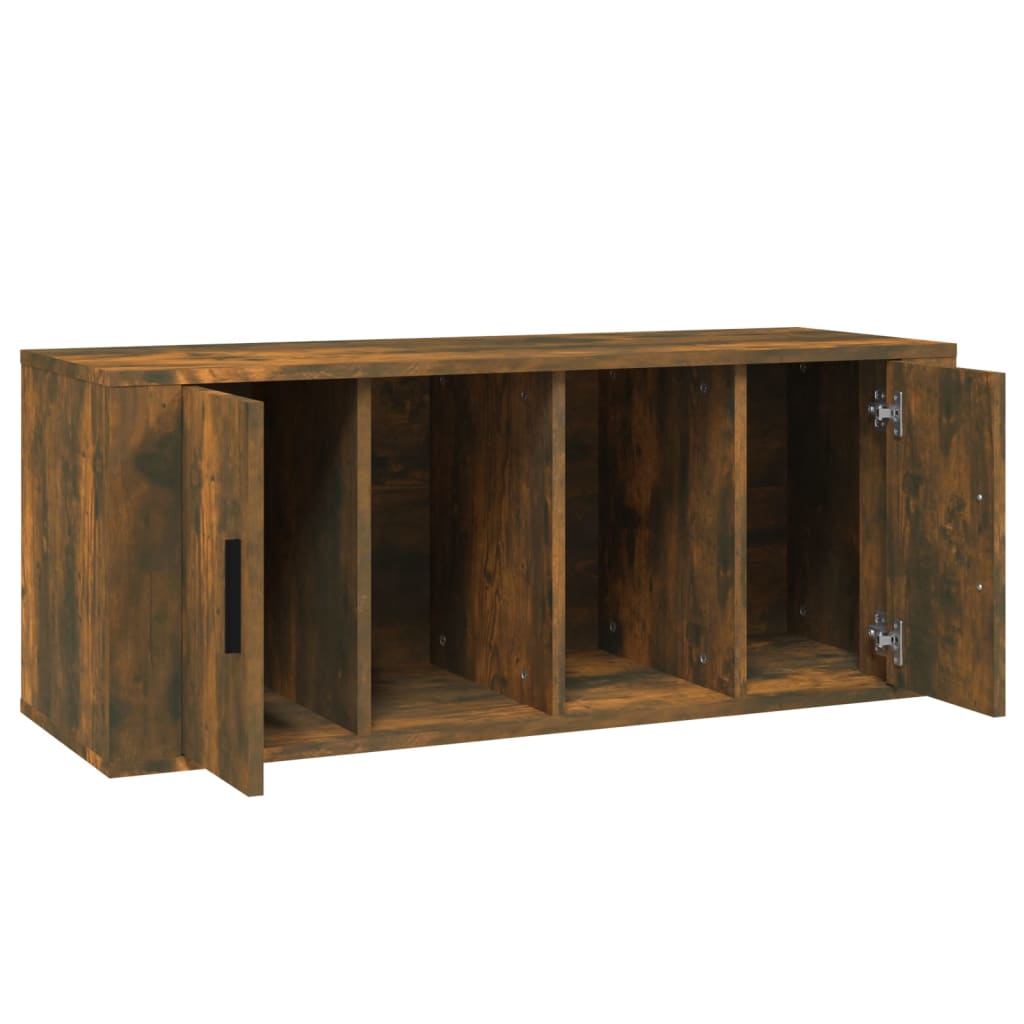 Meuble TV 100x35x40 cm ouvré en bois couleur chêne