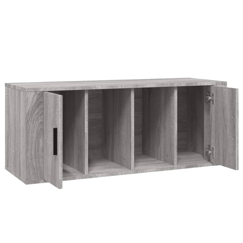 Meuble TV 100x35x40 cm ouvré en bois couleur chêne