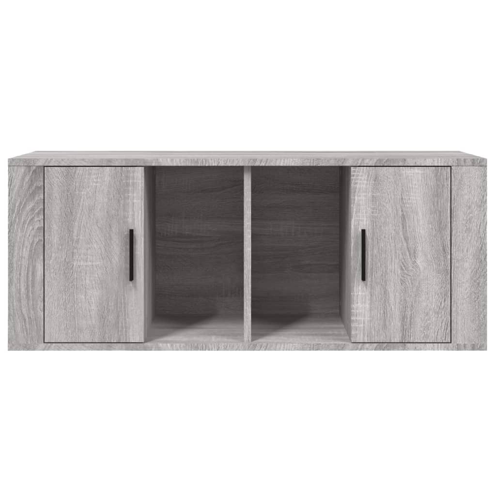 Meuble TV 100x35x40 cm ouvré en bois couleur chêne